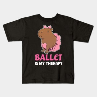 Ballet is my therapy cartoon Capybara Kids T-Shirt